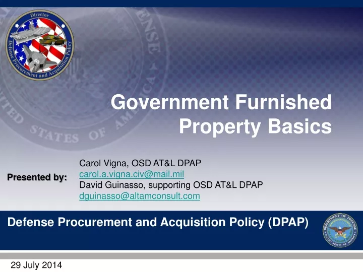 government furnished property basics