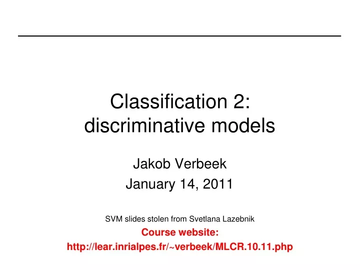 classification 2 discriminative models