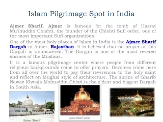 Islam Pilgrimage Spot in India