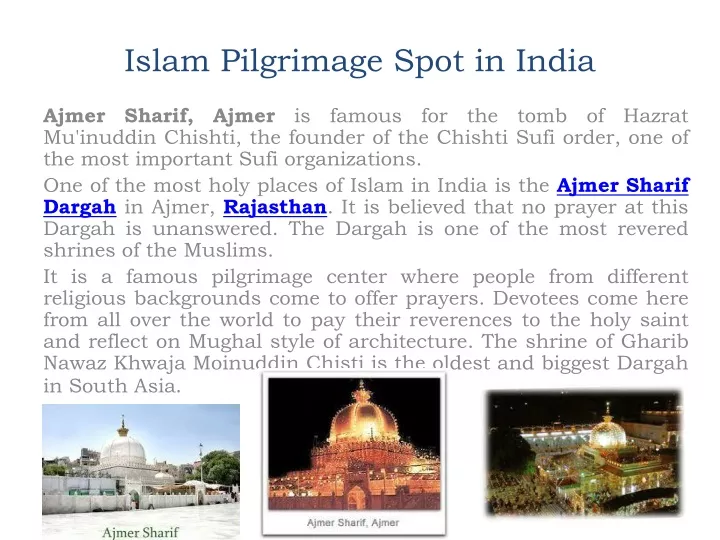 islam pilgrimage spot in india