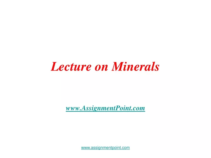 lecture on minerals