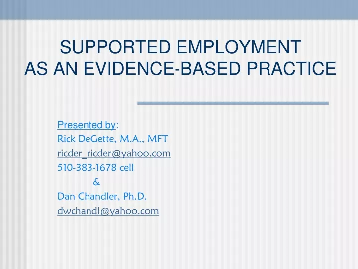 supported employment as an evidence based practice