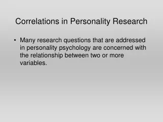 Correlations in Personality Research
