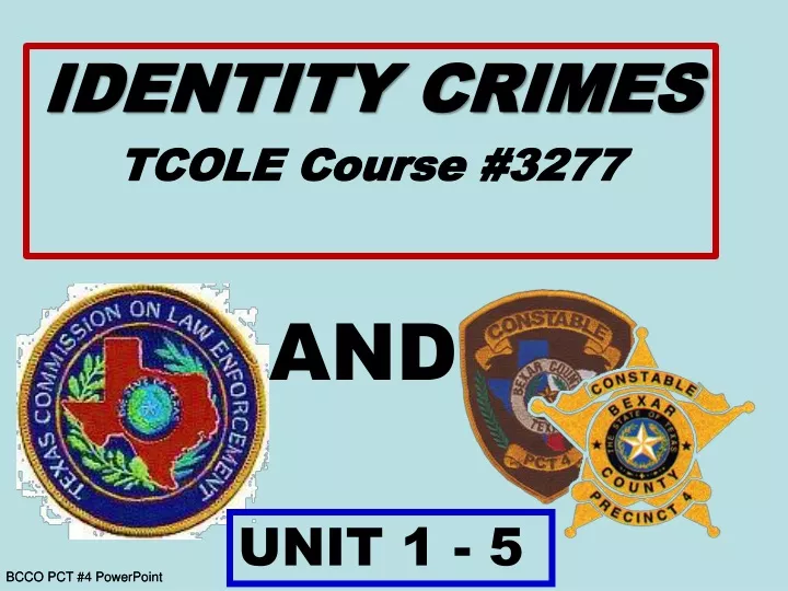 identity crimes tcole course 3277