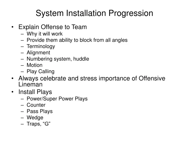 system installation progression