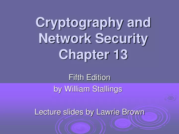 cryptography and network security chapter 13