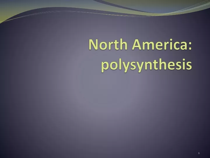 north america polysynthesis