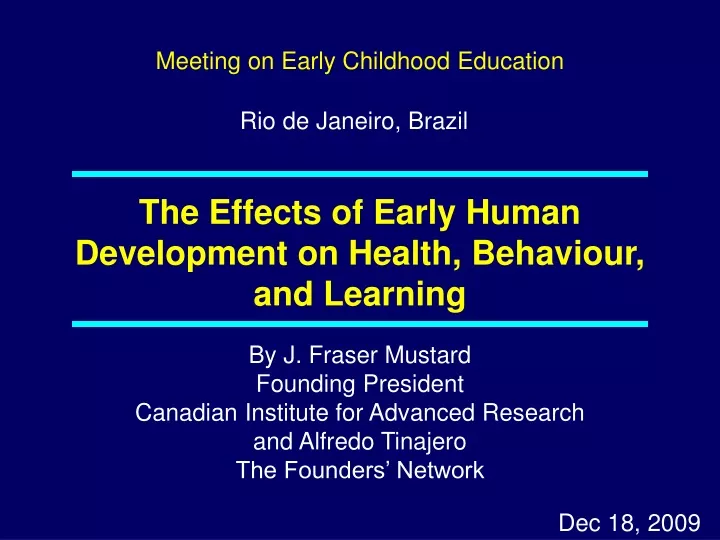 the effects of early human development on health behaviour and learning