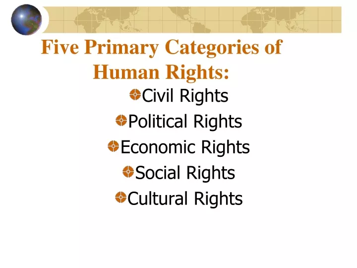 five primary categories of human rights