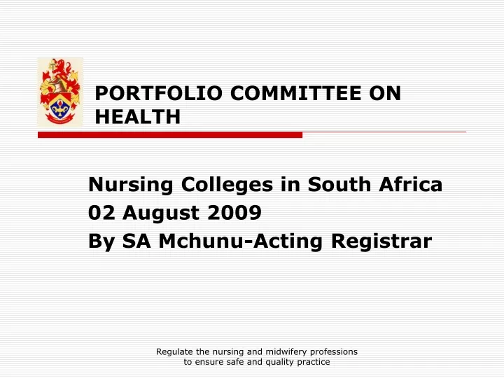 portfolio committee on health