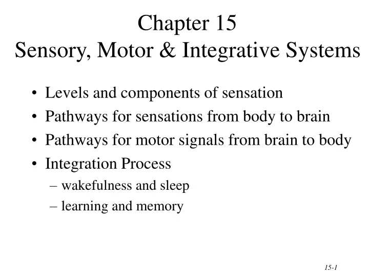 chapter 15 sensory motor integrative systems