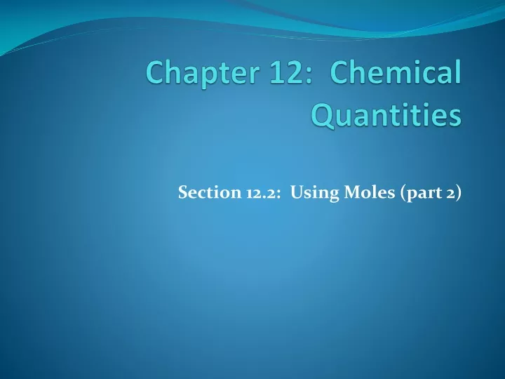 chapter 12 chemical quantities