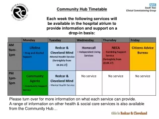 Community Hub Timetable