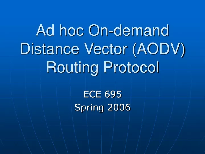 ad hoc on demand distance vector aodv routing protocol