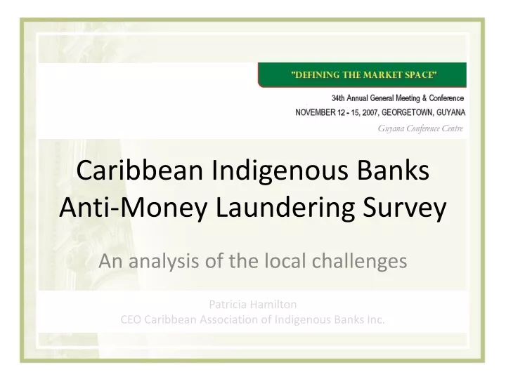 caribbean indigenous banks anti money laundering survey