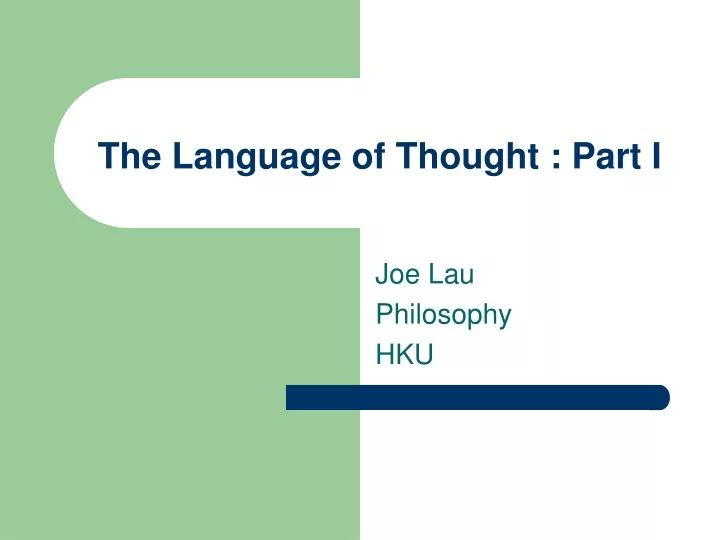 the language of thought part i