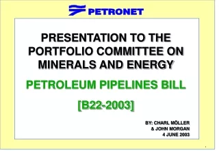 PRESENTATION TO THE PORTFOLIO COMMITTEE ON MINERALS AND ENERGY PETROLEUM PIPELINES BILL [B22-2003]