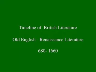 Timeline of  British Literature