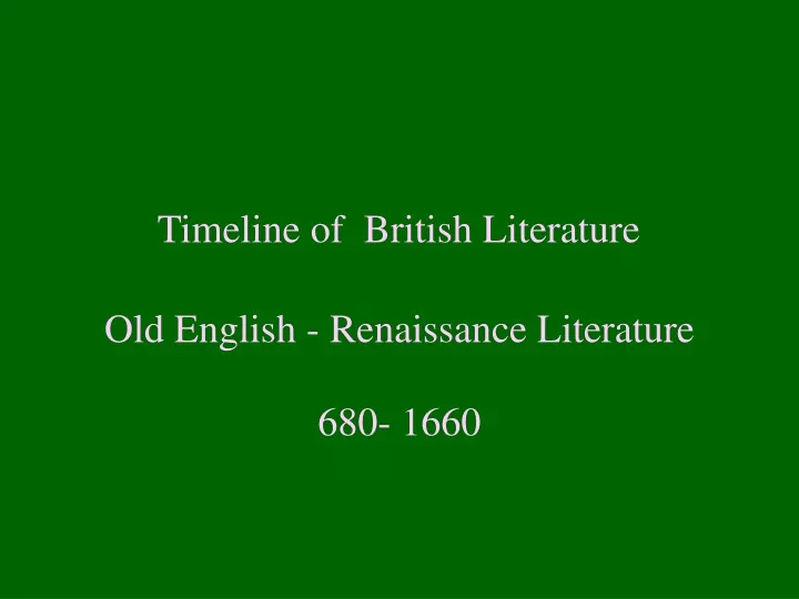 timeline of british literature