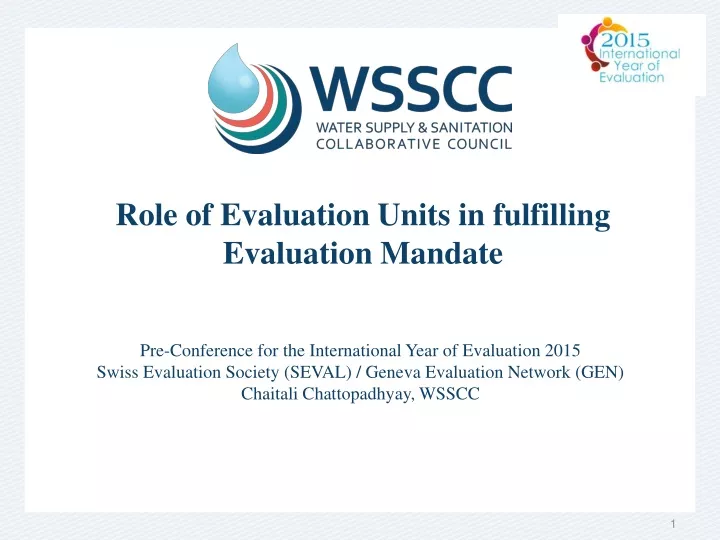 role of evaluation units in fulfilling evaluation