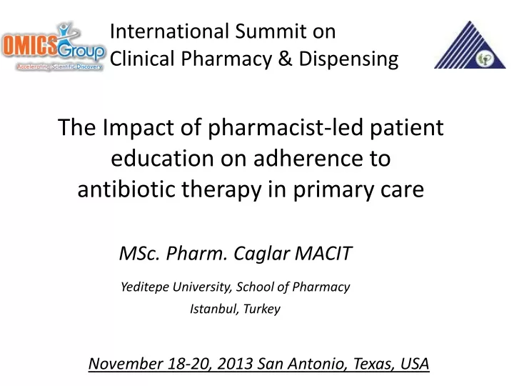 international summit on clinical pharmacy dispensing