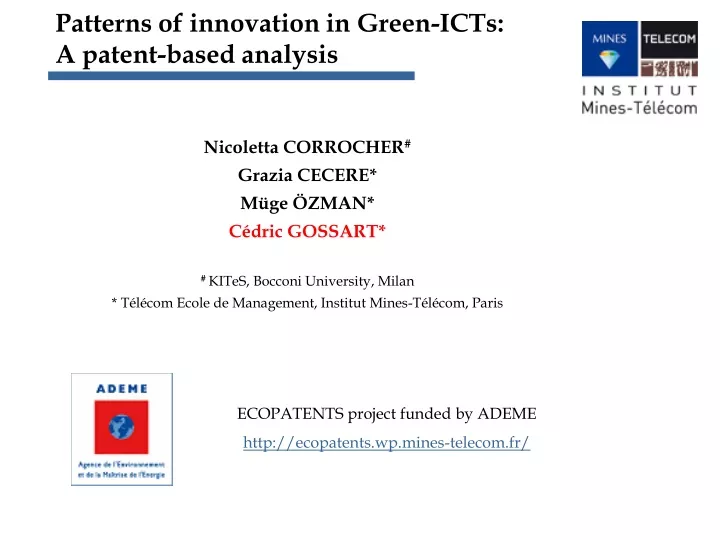 patterns of innovation in green icts a patent based analysis