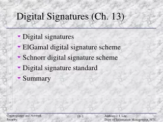 Digital Signatures (Ch. 13)