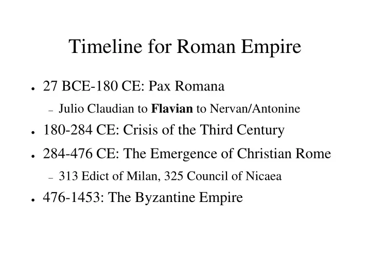 timeline for roman empire