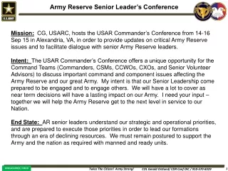 Army Reserve Senior Leader’s Conference