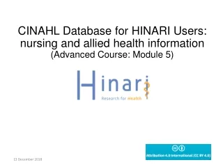 CINAHL Database for HINARI Users:  nursing and allied health information