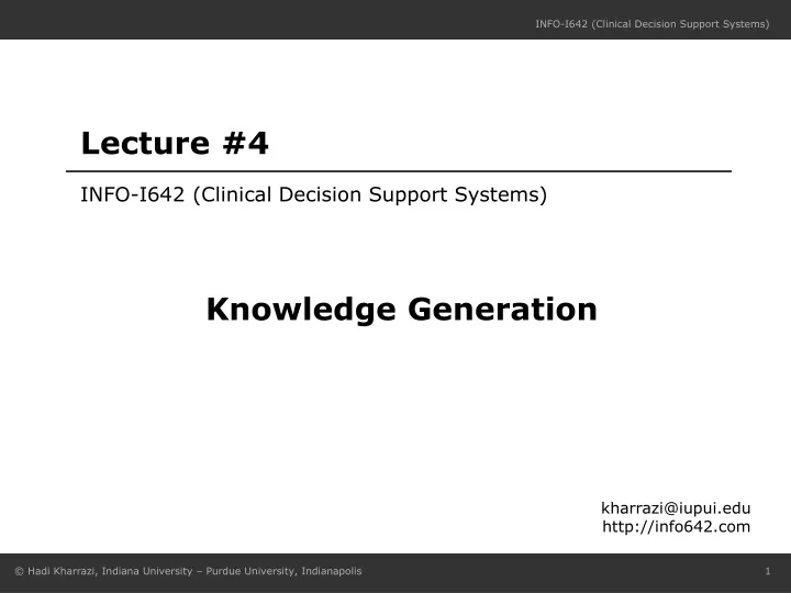 info i642 clinical decision support systems