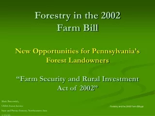 Forestry and the 2002 Farm Bill