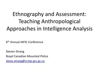 Ethnography and Assessment: Teaching Anthropological Approaches in Intelligence Analysis