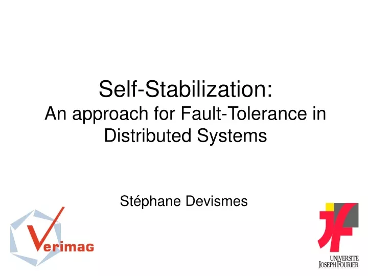 self stabilization an approach for fault tolerance in distributed systems