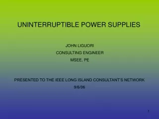 UNINTERRUPTIBLE POWER SUPPLIES