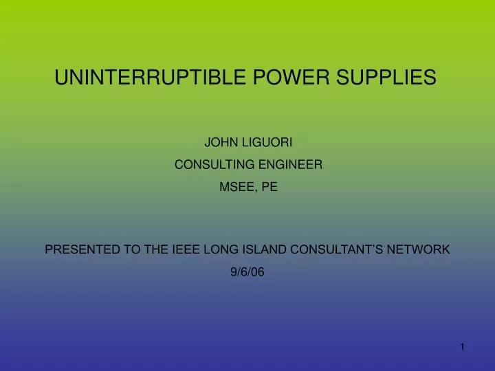 uninterruptible power supplies
