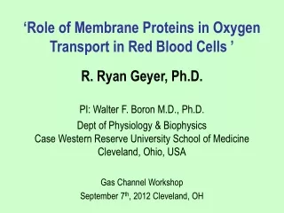 R. Ryan Geyer, Ph.D. PI: Walter F. Boron M.D., Ph.D.