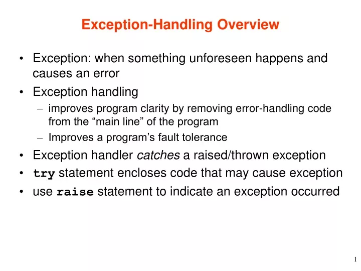 exception handling overview