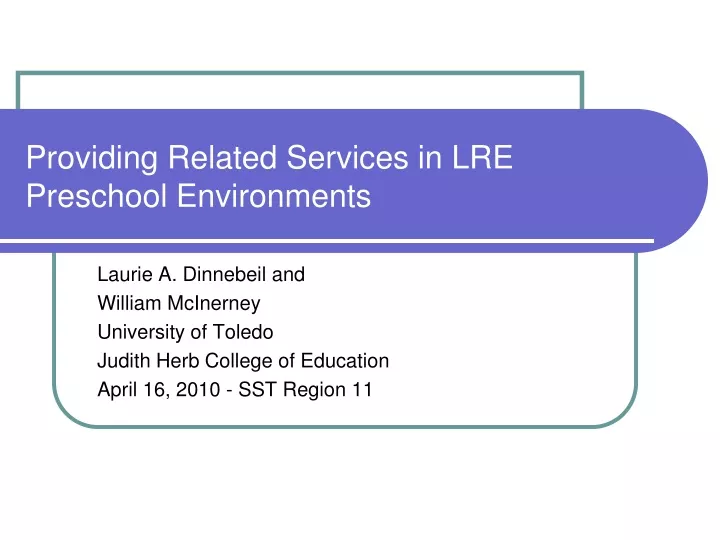 providing related services in lre preschool environments