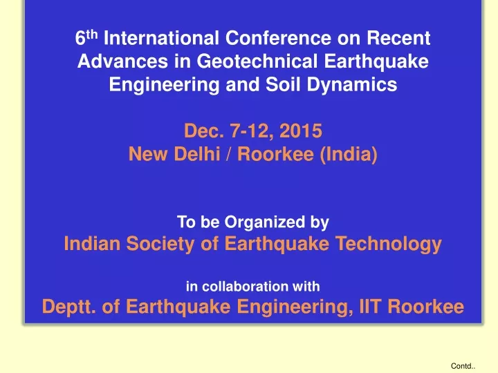 6 th international conference on recent advances
