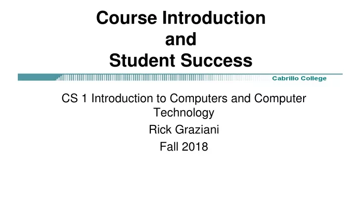 course introduction and student success