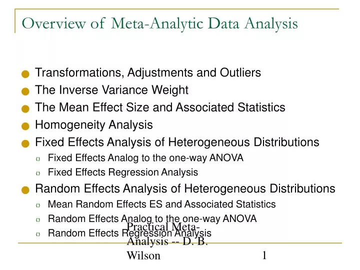 overview of meta analytic data analysis