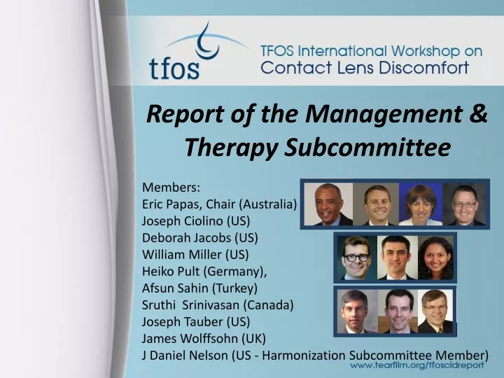 report of the management therapy subcommittee