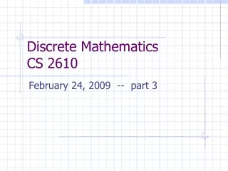 Discrete Mathematics   CS 2610