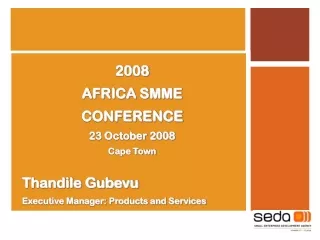 2008  AFRICA SMME  CONFERENCE  23 October 2008 Cape Town Thandile Gubevu