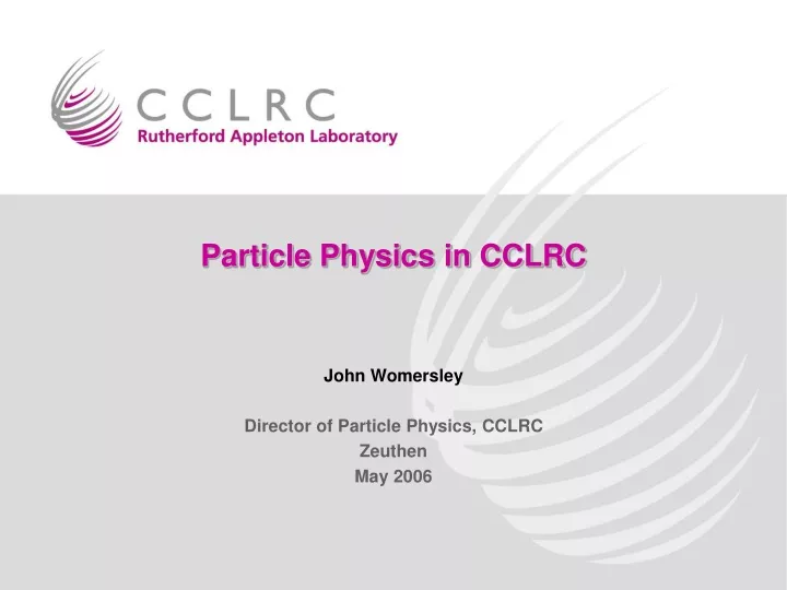 particle physics in cclrc