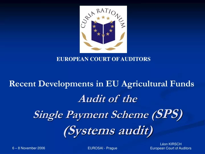 audit of the single payment scheme sps systems audit