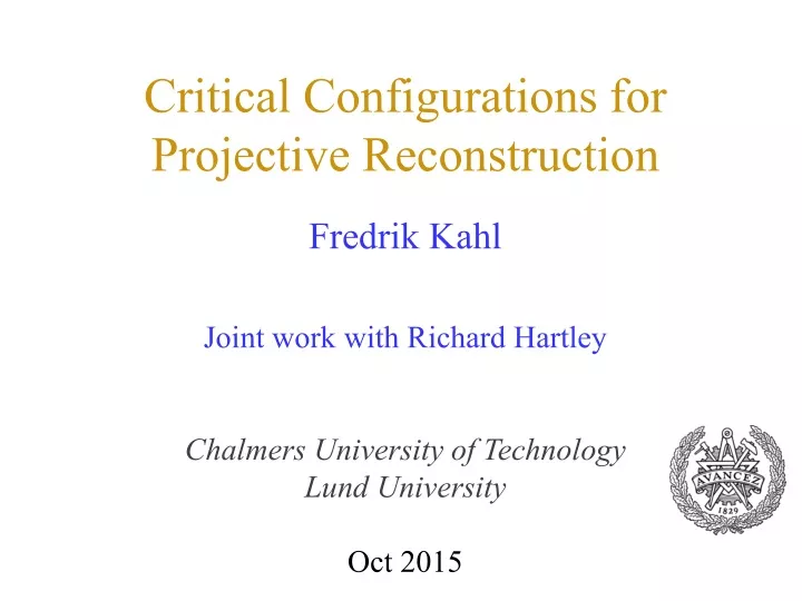 critical configurations for projective