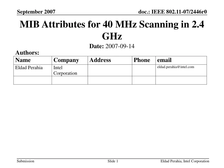mib attributes for 40 mhz scanning in 2 4 ghz