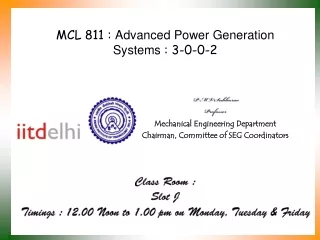 MCL 811 :  Advanced Power Generation Systems  : 3-0-0-2